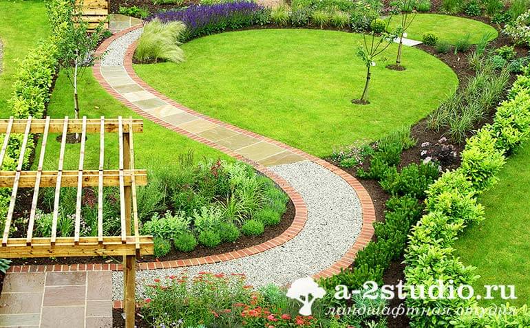 Garden paths made of paving slabs